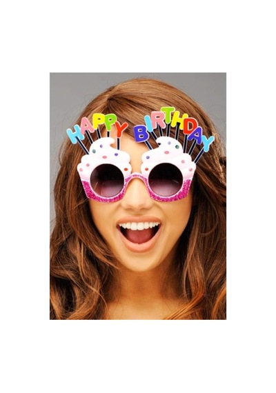 Herşeytrend Happy Birthday Beyaz Fuşya Parti Gözlüğü