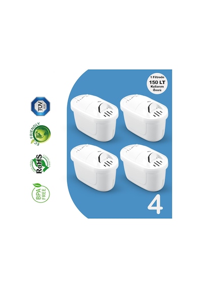 Purepro I Su Arıtma Sürahi Filtresi 4 Adet Filtre I Jugg Ve Brita Maxtra+ Pro İle Uyumlu