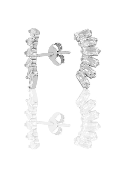 Zanaatsilver 925 Ayar Gümüş Rodyum Kaplama 6 Adet Baget Taşlı Küpe