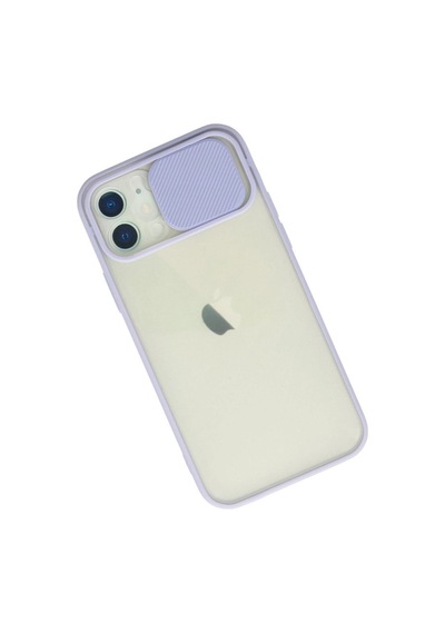 Apple İphone Uyumlu 12 Kılıf Palm Buzlu Kamera Sürgülü Silikon - Lila Çok Renkli
