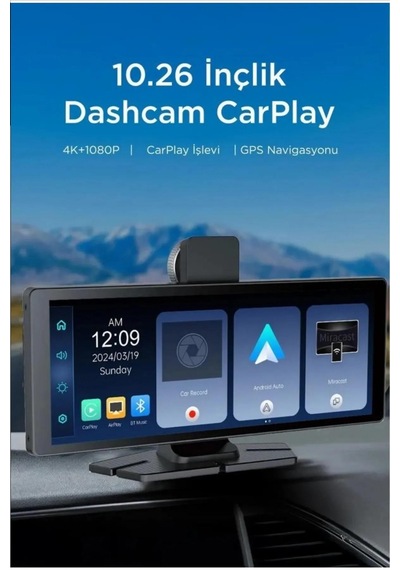 4k 10.26 Inç Ultra Hd Wifi Carplay Ön Arka Araç Kamerası İkisi Bir Arada Set Ios Android Navigasyon