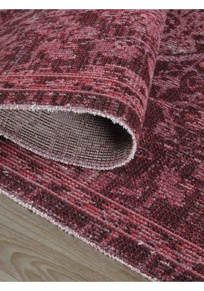 Antik 1116 Klasik Vintage Salon Halısı Bordo Retro Mutfak Halısı Tozumaz İnce Makine Halısı Bordo
