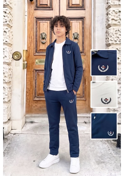 Modanino Erkek Çocuk 3'lü Takım Ceket+t-shirt+alt 6-16 Yaş 12770smp Koyu Lacivert