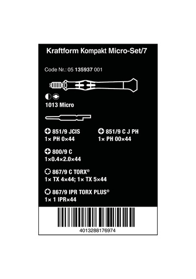 Wera Kraftform Kompakt MicroSet7 7Parçalı 05135937001