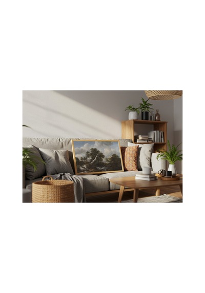 Klasik Sanat Ruisdael Ormanda Alçak Şelale Çerçevesiz Poster 21x30 Cm A4 Tablo Yağlı Boya