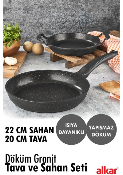 Döküm Isıya Çizilmez Yanmaz Tava Ve Sahan Seti 22 Cm Sahan 20 Cm Tava Seti Diğer