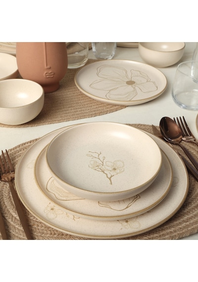 Keramika Taupe Bloom Nordıc Yemek Takımı 24 Parça 6 Kişilik 22519-20-28-29 Kahverengi
