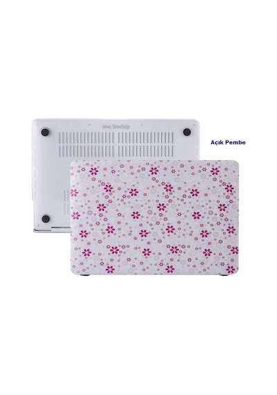 Apple Uyumlu MacBook Air Kılıf Hardcase Touch Id A1932 A2179 A2337 Flower Qt01 Açık Pembe