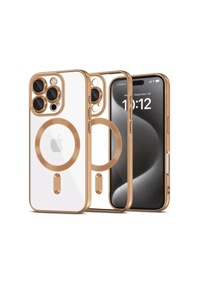 Newface Apple İphone 16 Pro Max Kılıf Kross Magneticsafe Kapak - Çöl Titanyum Altın
