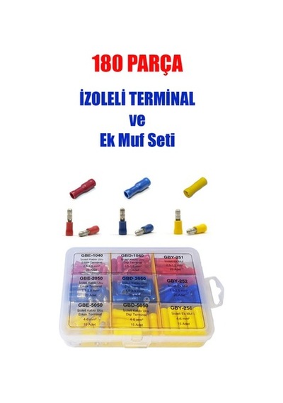 180 Parça Izoleli Dişi-Erkek Terminal Ve Ek Muf Seti