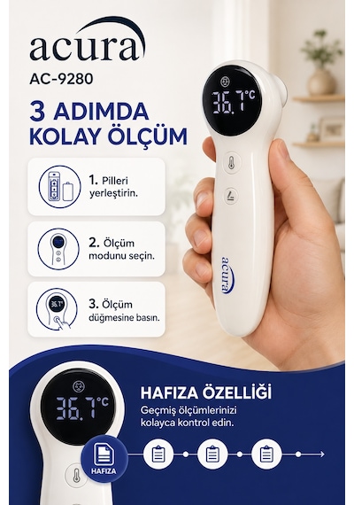 Acura Ac-9280 Dual Kulaktan & Alından Profesyonel Ateş Ölçer