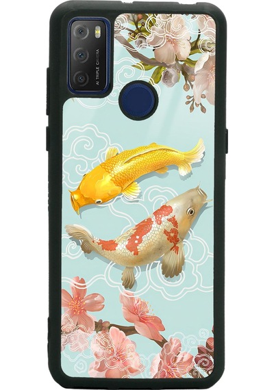 Tcl 20e Koi Balığı Tasarımlı Glossy Telefon Kılıfı Çok Renkli