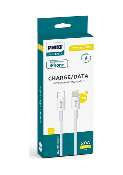 Phixi Basic CB412L 1 M Type-C to Lightning USB Şarj Kablosu Beyaz