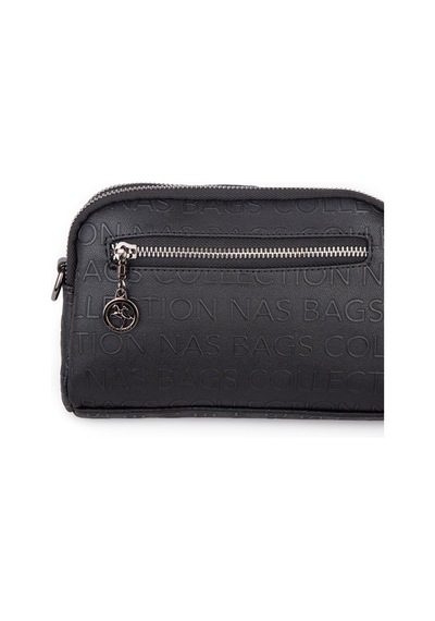Nas Bag Kadın Mini Şık Çapraz Çanta Siyah Gofraj