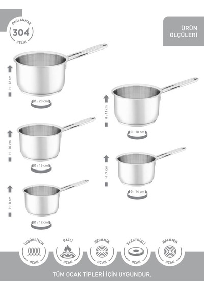 Hascevher 5 Parça Sütlük Set Metalik