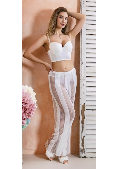 Naam Bralet, Pantolon Ve Slip Takım Ekru Çok Renkli