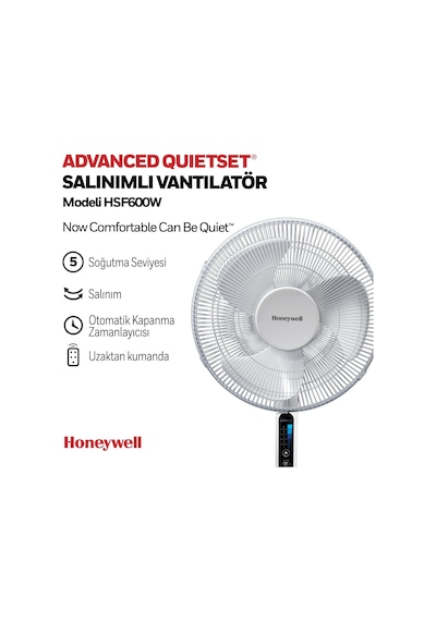 Honeywell Advanced Quietset Hsf600 Ayaklı Vantilatör, 5 Hız Ayarı, Zamanlayıcı Fonksiyonu, 70 Derece Salınım, Yü