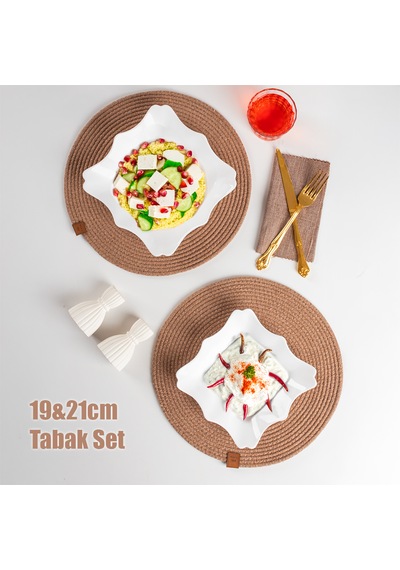 Porsima Porselen 2li Sunumluk Kahvaltılık Mini Tabak Seti 19x21cm
