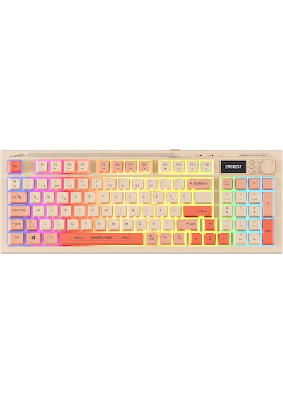 Everest Kb-85 Sılent Pro Kablosuz Bej/pembe/turuncu Sessiz Rgb Wireless 2.4ghz + Bt Q Membrane Oyuncu Klavyesi