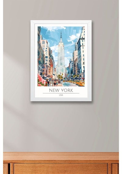 Abd New York Temalı Çerçeveli Tablo Travel Serisi Modern İllüstrasyon Şehir Manzarası Duvar Dekoru Beyaz Abd New York Temalı Çerçeveli Tablo Travel Serisi Modern İllüstrasyon Şehir Manzarası Duvar Dekoru Beyaz