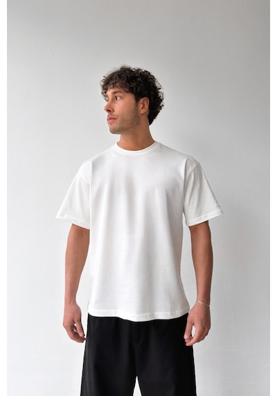 Flaw Atelıer Basic Oversize Fit Ekru Tişört-29500