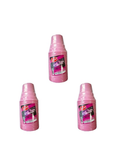Roll-up Party Dreams Parti Davet Piknik Renkli Plastik Sert Mika Bardak - Pembe - 25'li 3 Paket Pembe
