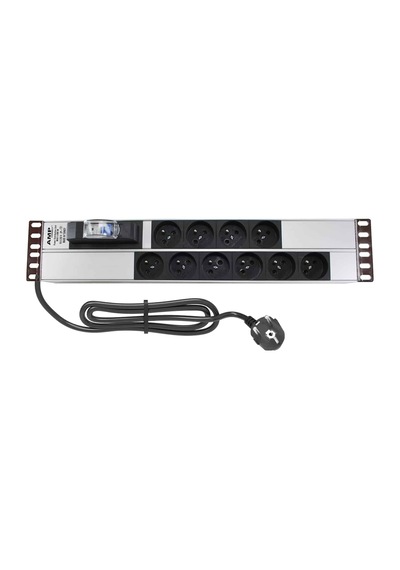 Amp Connect 19" 2u 10 Ups / Fransız Soketli 16a Otomatik Sigorta Koruyuculu Alüminyum Kabin Prizi Pdu