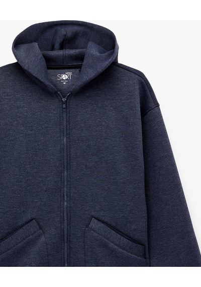 Koton Uzun Kollu Cepli Fermuarlı Kapşonlu Oversize Sweatshirt Lacivert Melanj 6sam70015nk 57x Koton Uzun Kollu Cepli Fermuarlı Kapşonlu Oversize Sweatshirt Lacivert Melanj 6sam70015nk 57x