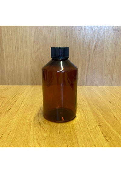 250 Cc Amber Plastik Şişe - Siyah Kapaklı- 250ml Kahverengi Kapa