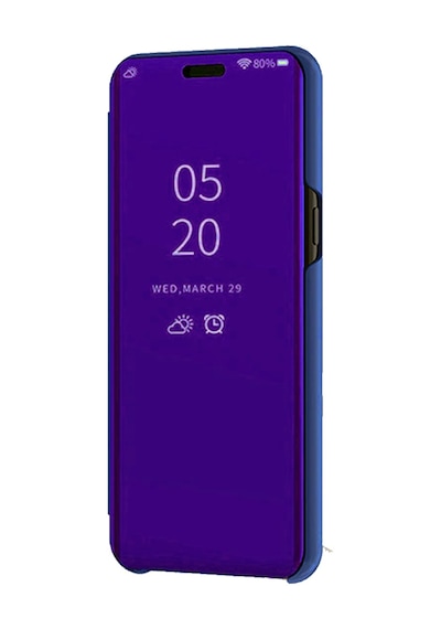 Huawei Y7 Prime 2019 Uyumlu Aynalı Kapaklı Lüx Kılıf Mavi