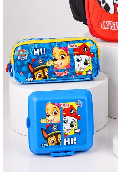 X Dekomus Lisanslı Paw Patrol Marshall 40 Cm Büyük Boy Okul,termoslu Beslenme Ve Kalem Çantası,beslenme Kabı,matara Seti Açık Gri