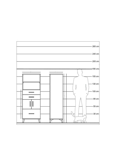 Hyperion Dolap 3 Raflı 3 Çekmeceli 2 Kapaklı 60x44x163 Aytaşı-antrasit Aytası