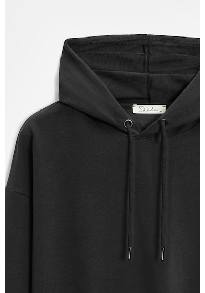 Sââde Kadın Oversize Kapüşonlu Basic Hoodie Sweatshirt Siyah