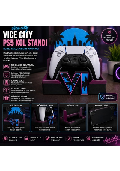 Vice City Temalı Ps5 Kol Standı