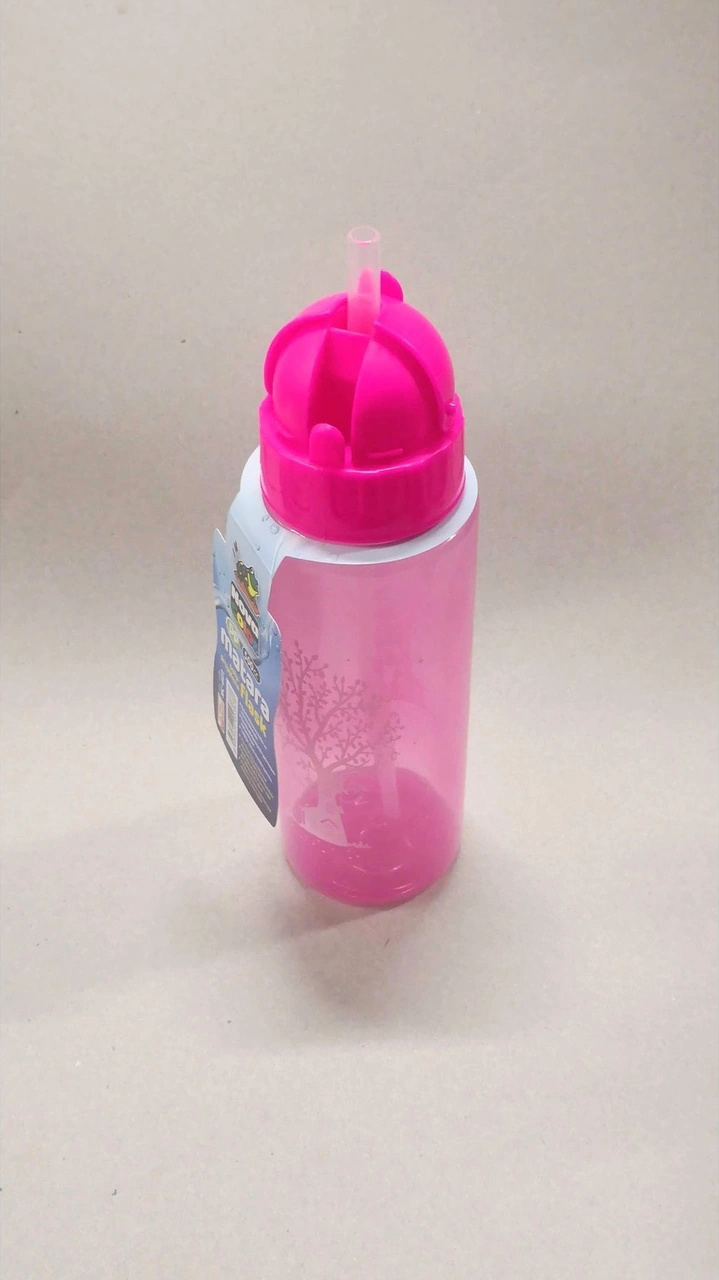 Pembe Şeffaf Pipetli Suluk Matara Pp Matara Doğa Dostu Ürün 500ml Pembe