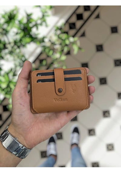 Visso 8600 Hakiki Deri Kartlık Unisex İsme Özel Çanta Kahve Napa
