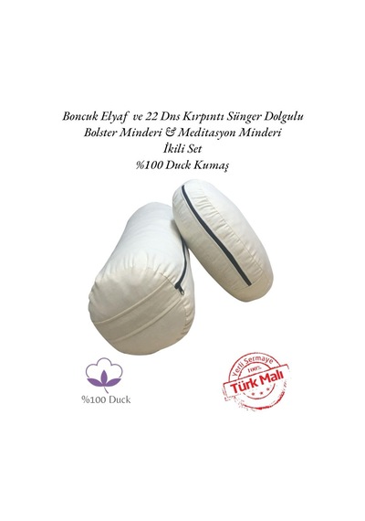Remege Meditasyon Minderi & Bolster Minderi İkili Set Krem Kr3 Bej