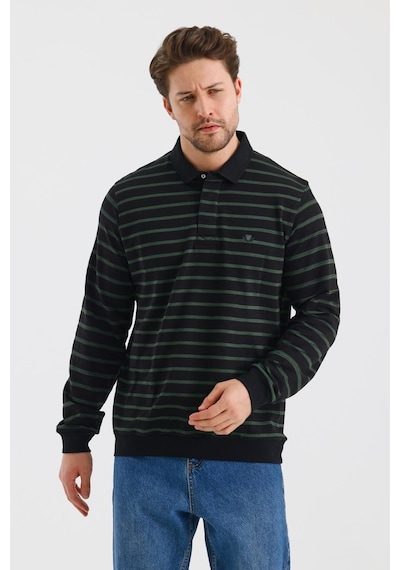 Alexander Gardi Alexandergardı Polo Yaka Çizgili Regular Fit Sweatshırt Wk25214 001