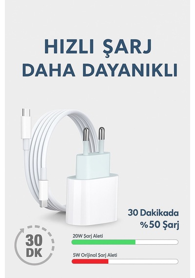 Pd 20w Type-c Lightning Hızlı Şarj Aleti Ve Kablo Seti İphone Uyumlu, 480mbps Veri Aktarımı 20w Hızlı Şarj
