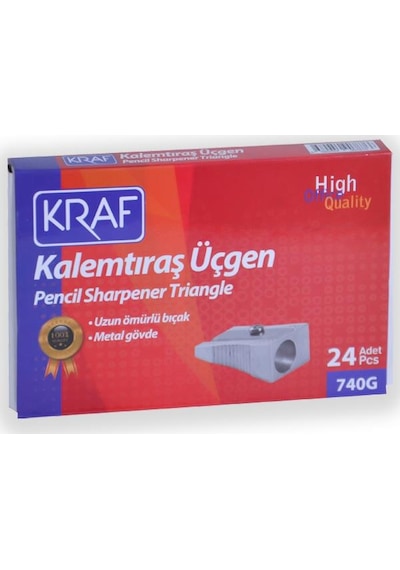 Kraf Metal Kalemtıraş Üçgen 24lü 740g