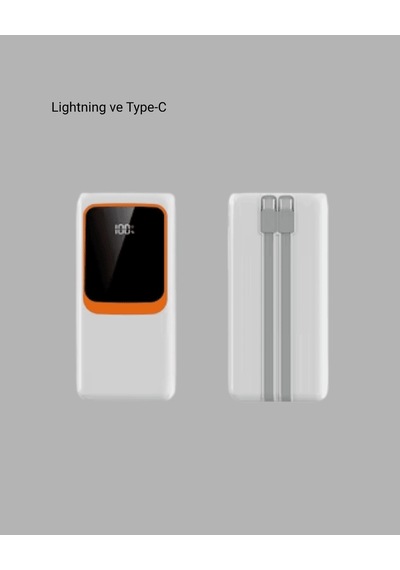 Powerbank 10000 Mah Çift Usb Çıkışlı Type-c Girişli Şık Beyaz Tasarım Çok Renkli