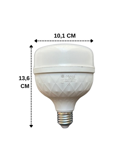 2 Adet Osaka 30w 200w 6500k Beyaz Işık E27 Duylu Kalın Duy Torch Led Ampul Yeni Model