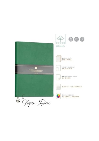 Defter Rec 13x21 Çizgili Yeşil Desenli Genel