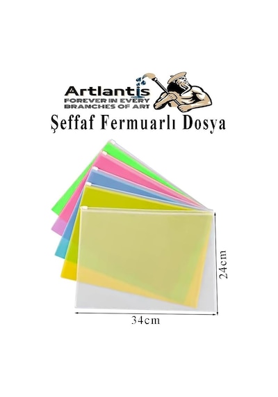 A4 Şeffaf Fermuarlı Dosya 5 Renk 1 Paket Pvc Fermuarlı Evrak Dosyası 24x34cm Çıtçıtlı Belge Evr Tek Renk