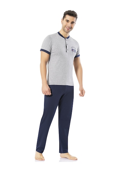 Erdem Gri Erkek 3'lü Yazlık Pijama Takımı 2022-43 Gri