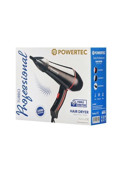 Powertec TR-601/TR-601S Turbo Profesyonel 2500 W Saç Kurutma Makinesi