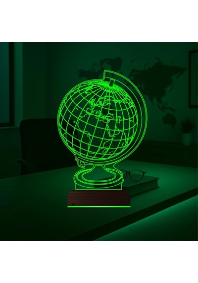 Luvivia Dünya Ofis Hediye 3d Lamba - Masa Gece Lambası Şeffaf