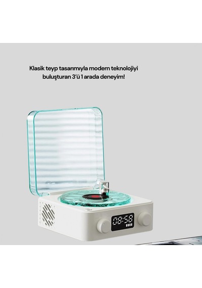Dekoratif Gece Işıklı Bluetooth Hoparlör Dijital Saat Ve Pil Ekranlı Stereo Ses Sistemi