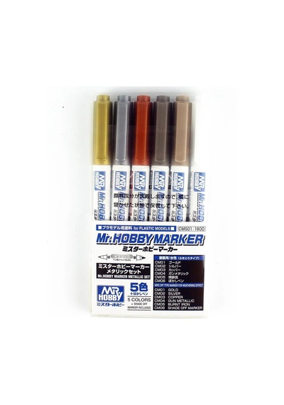 Mr.hobby Cms-01 5 Renk Ve Cm100 Marker Detaylandırma Kalemi Seti Standart