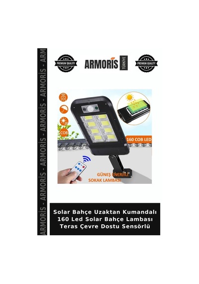 Solar Bahçe Uzaktan Kumandalı 160 Led Solar Bahçe Lambası Teras Çevre Dostu Sensörlü
